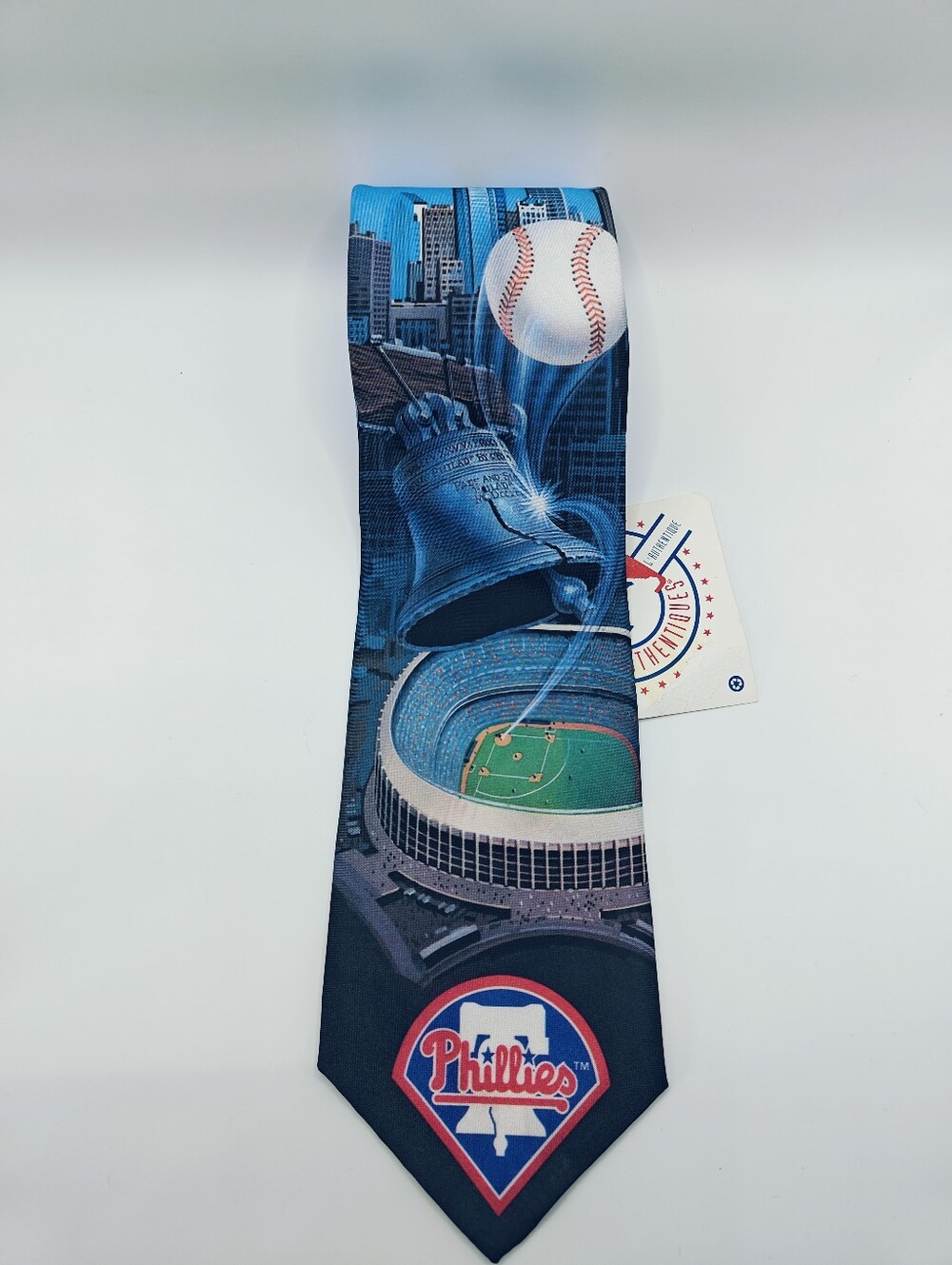 NWT Vintage 1993 Ralph Marlin MLB Philadelphia Phillies Skyline Liberty Bell Tie